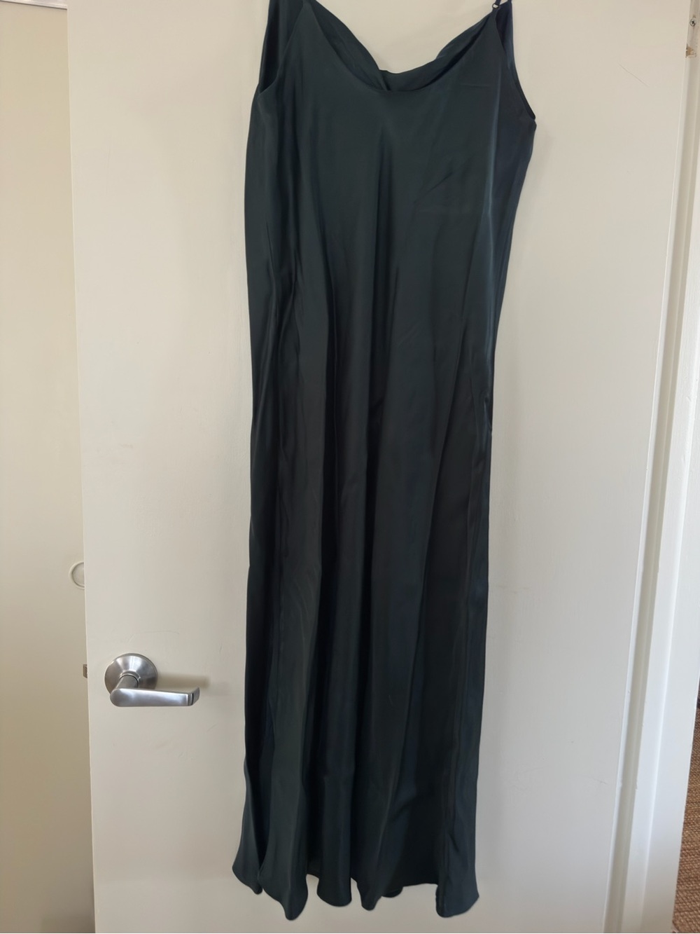 Satin Slip Midi Dress - Dark Green
